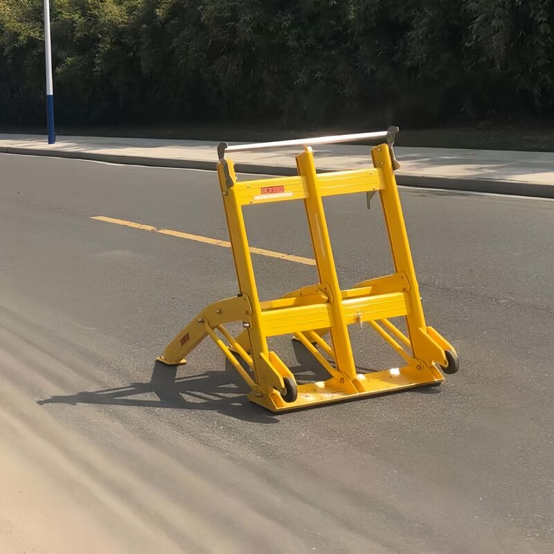 Elektrostatik Spreyleme Sarı Katlanabilir Alüminyum Tekerlekli Mobil Araç Bariyeri Yol Güvenliği İçin